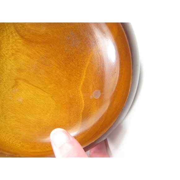 Handcrafted Vintage Wooden Bowl 6 Diameter Round Decor Dish Mid Century - Picture 5 of 11